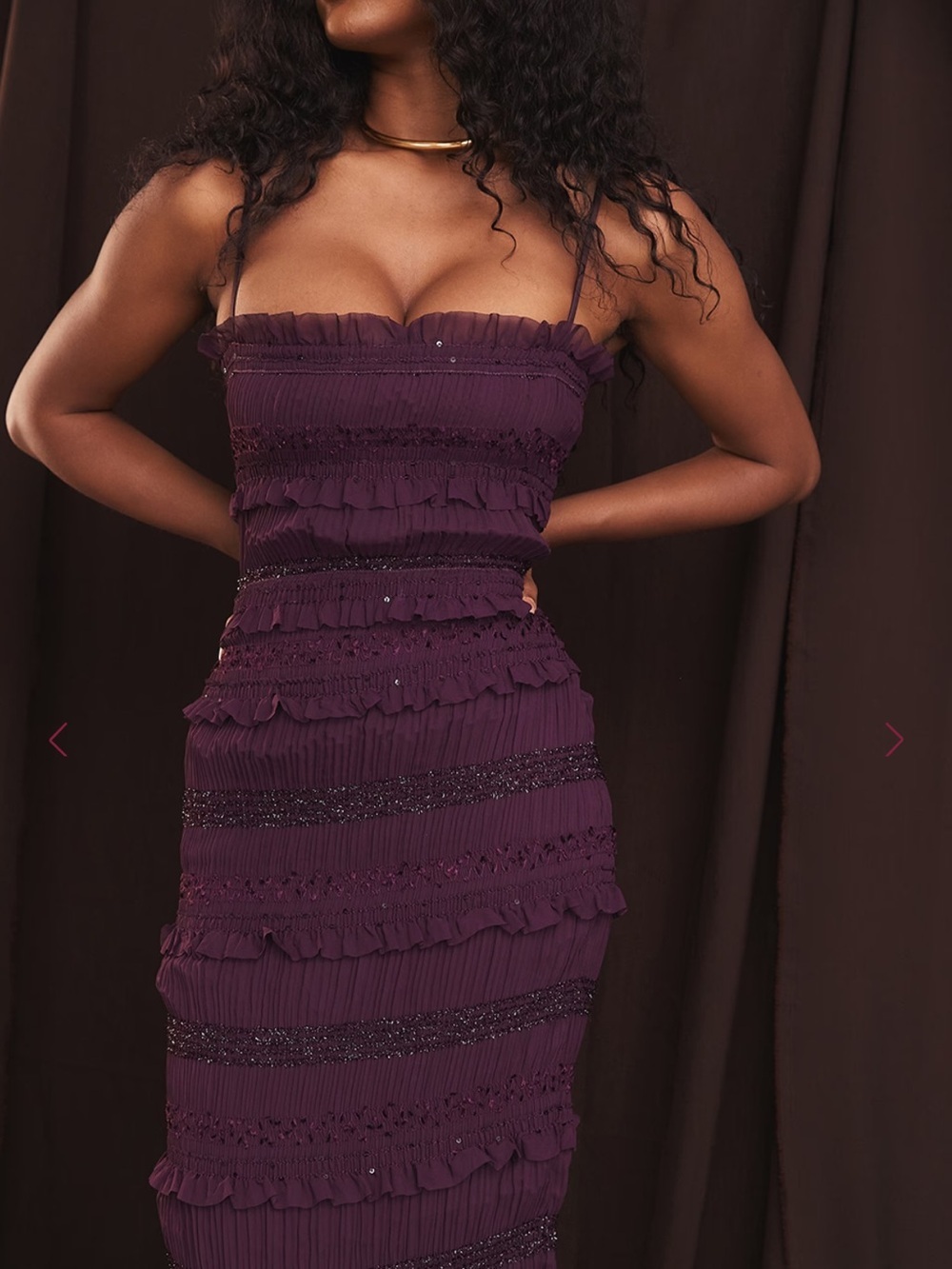House of CB SOLANA Grape Sequin Pleat Corset Dress - Picture 11 of 15